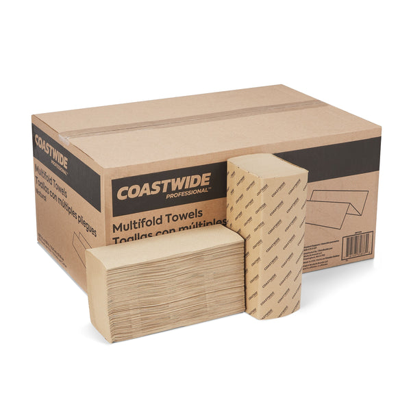 Coastwide Professional Multifold Paper Towels, 1-Ply, 250 Sheets/Pack, 16 Packs/Carton