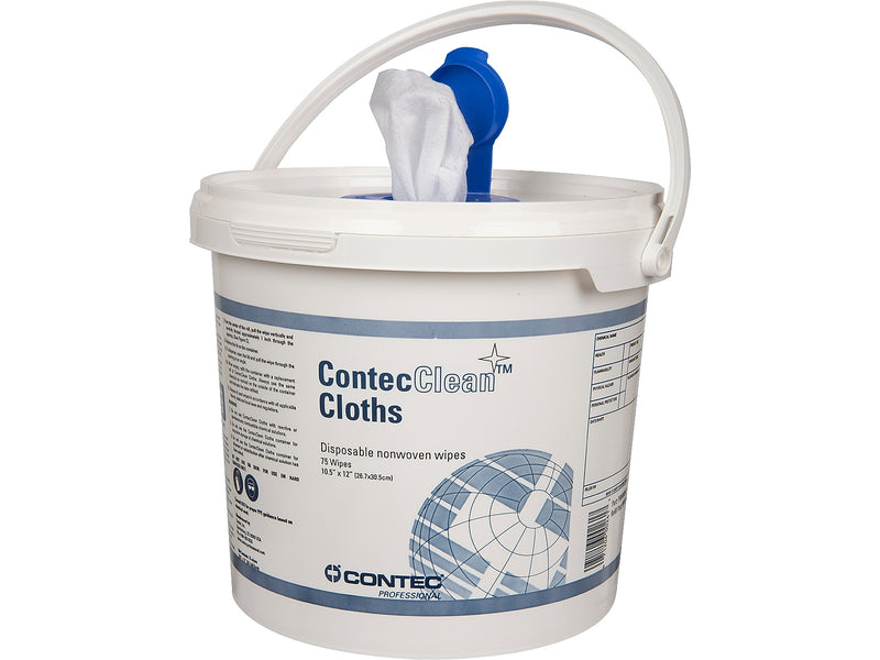 Contec Contecclean Cloth Cleaning Wipes, 12" X 10.5", White, 75 Wipes/roll, 6 Rolls/box