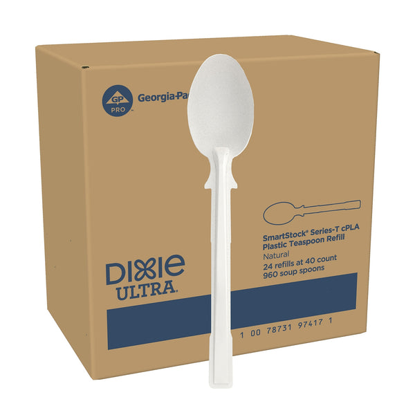 Dixie Ultra SmartStock Series-T Compostable Teaspoon Refill, Beige, 40/Pack, 24 Packs/Carton