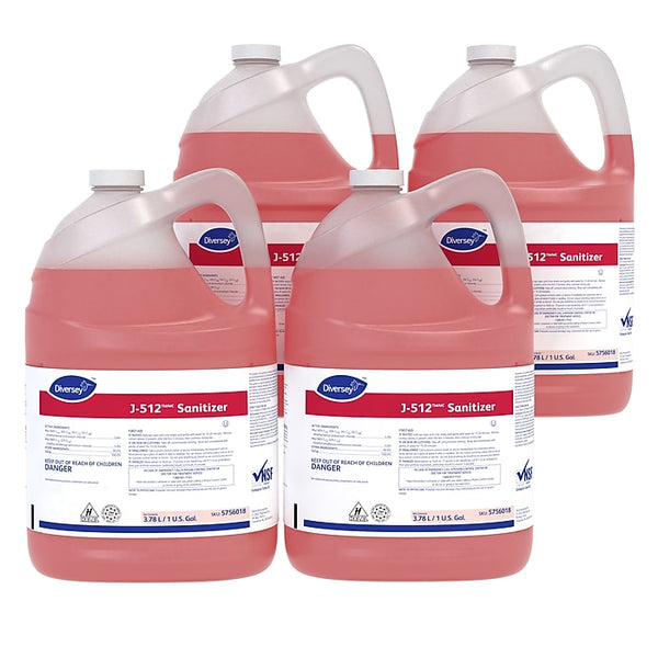 J-512 No-Rinse Disinfectant & Sanitizer, Unscented, 1 gal., 4/Carton