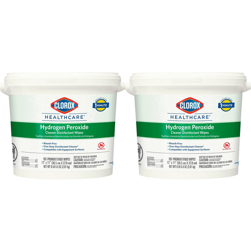 Clorox Healthcare Hydrogen Peroxide Cleaner Disinfectant Wipes, 185 Wipes/Container, 2/Carton