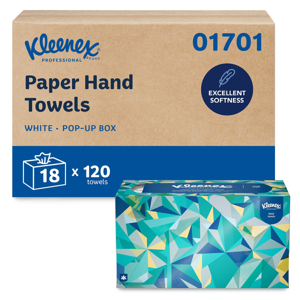 Kleenex Pop-Up Recycled Multifold Paper Towels, 1-ply, 120 Sheets/Pack, 18 Packs/Carton