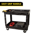Rubbermaid 2-Shelf Plastic/Poly Mobile Utility Cart with Swivel Wheels, Black