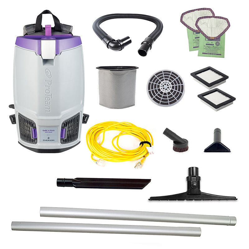 ProTeam GoFit 6 PLUS Backpack Vacuum with 15" Carpet Sidewinder Tool Kit