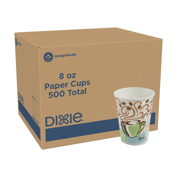 Dixie PerfecTouch Insulated Paper Hot Cups, 8 oz, Coffee Haze, 500/Carton