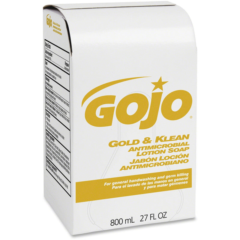 GOJO Gold & Klean Antimicrobial Lotion Soap Refill, 800 mL, 12/Carton