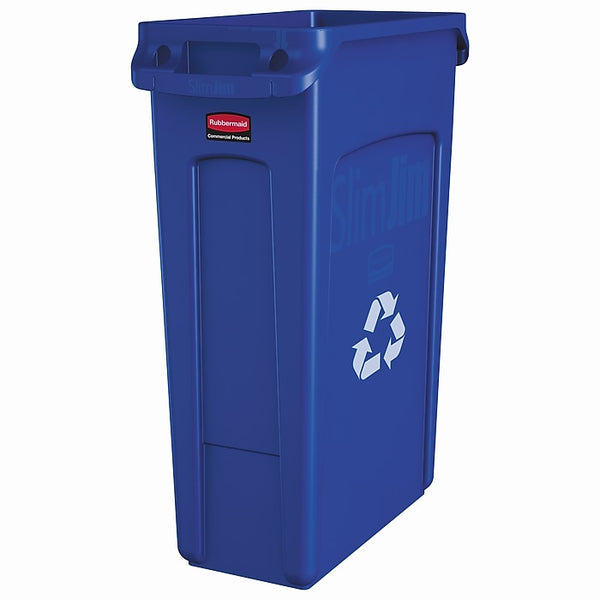 Rubbermaid Slim Jim Vented Recycling Container, 23 Gallons, Blue