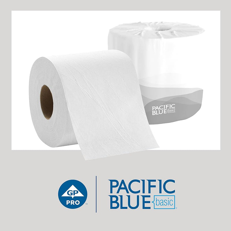 Pacific Blue Basic Recycled Toilet Paper 1 Ply White 1210 Sheets Roll 80 Rolls Carton 1458001 (14580/01)