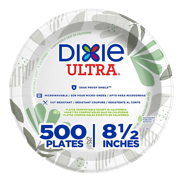 Dixie Ultra Pathways Heavy-Weight Paper Plates, 8-1/2", Pathways Design, 500/Carton