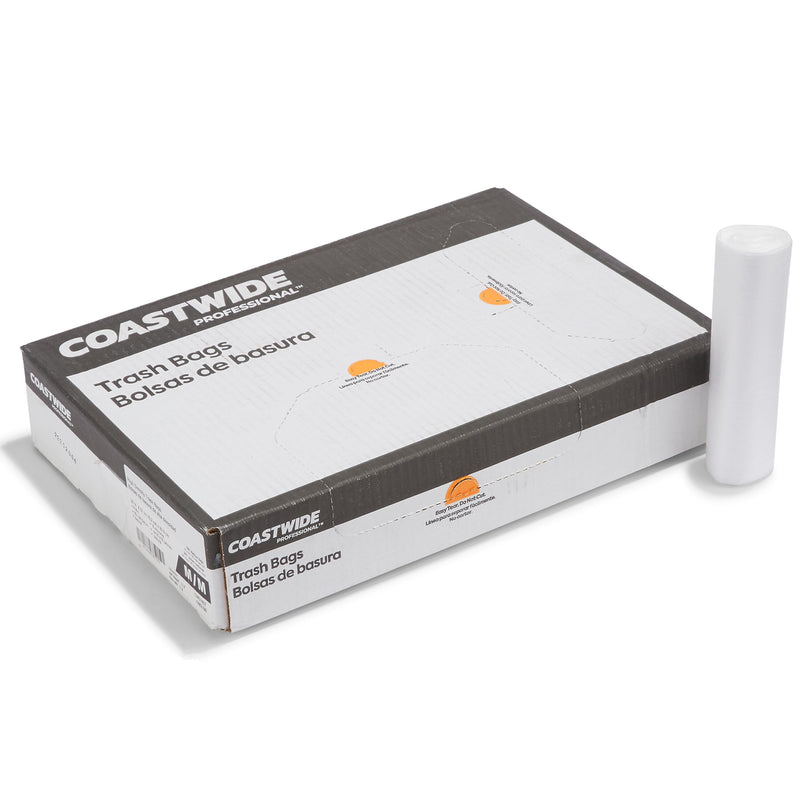 Coastwide Professional 30 Gallon Trash Bags, 30" x 37", High Density, 8 Mic, Natural, 500/Carton