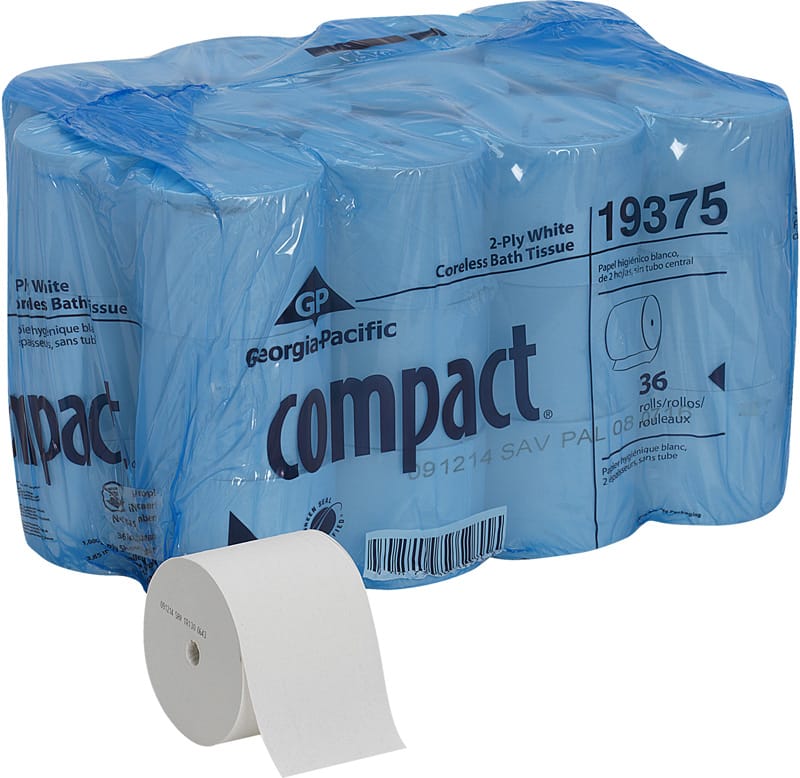 Compact Recycled Coreless Toilet Paper 2 Ply White 1000 Sheets Roll 36 Rolls Carton (19375)