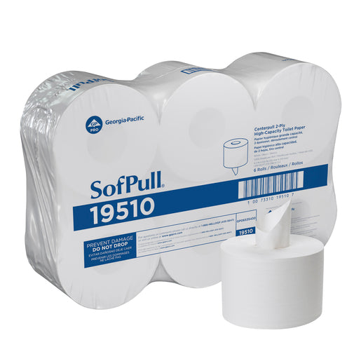 SofPull CenterPull Toilet Paper, 2-Ply, White, 1000 Sheets/Roll, 6 Rolls/Carton