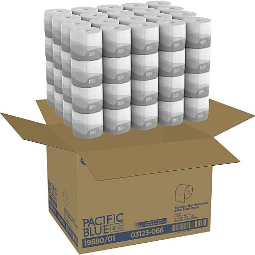 Pacific Blue Basic Standard Toilet Paper 2 Ply White 550 Sheets Roll 80 Rolls Carton 19880 (19880/01)