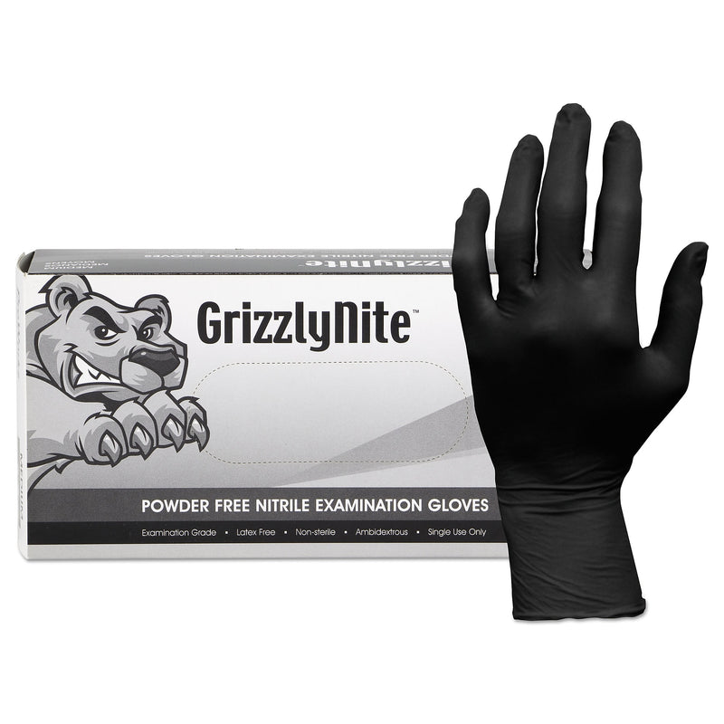 HOSPECO Proworks Grizzlynite Nitrile Gloves, Black, X-Large, 1,000/Carton