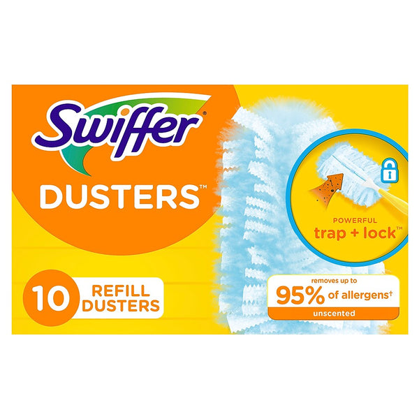 Swiffer Refill Dusters, Dust Lock Fiber, Light Blue, Unscented, 10/box, 4 Box/carton