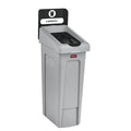 Rubbermaid Slim Jim Single-Stream Recycling Station, 23 Gallon, Landfill, Gray/Black
