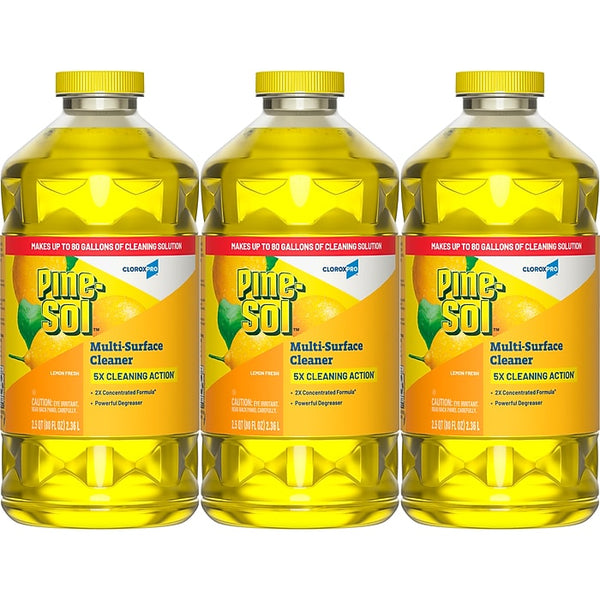 Pine-Sol Multi-Surface Cleaner Degreaser, Lemon Fresh Scent, 80 fl. oz., 3/Carton