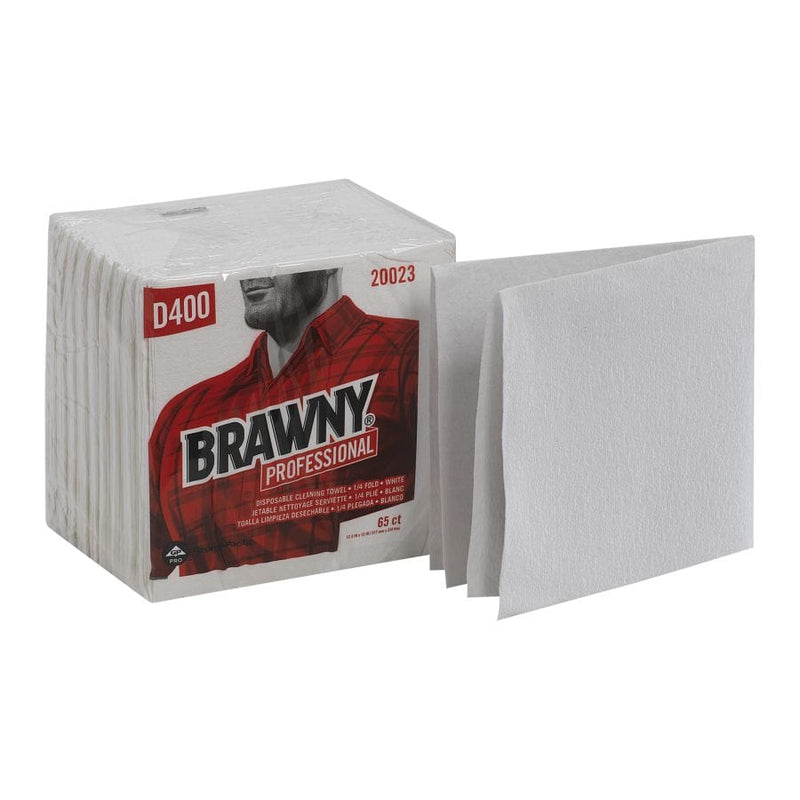 Brawny Professional D400 Durable Fibers Wipers White 65 Towels Pack 18 Packs Carton (20023)