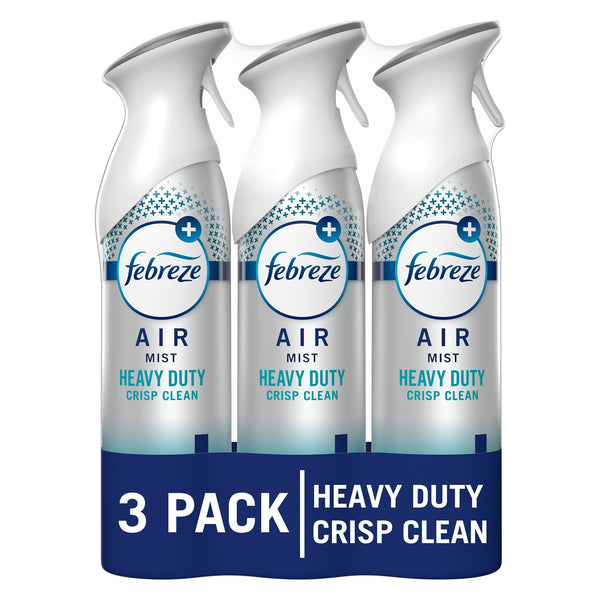 Febreze Air Mist Air Freshener Spray, Heavy Duty Crisp Clean Scent, 8.1 oz., 3/Pack