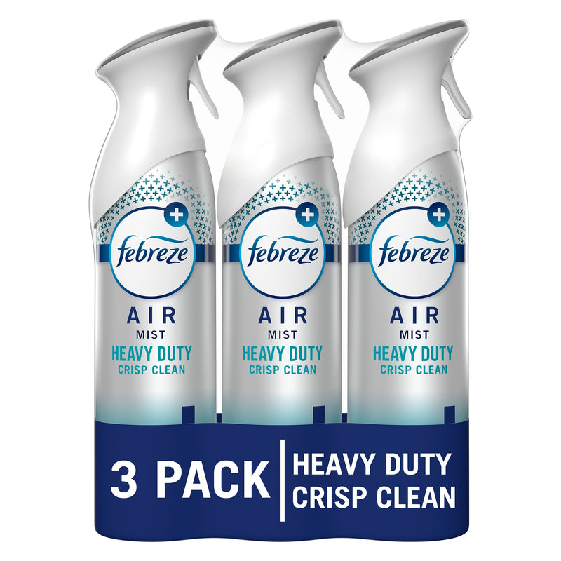 Febreze Air Mist Air Freshener Spray, Heavy Duty Crisp Clean Scent, 8.1 oz., 3/Pack