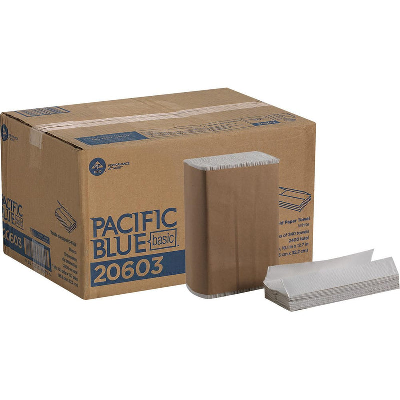 Pacific Blue Basic C-Fold Paper Towels 1 Ply 240 Sheets Pack 10 Packs Carton (20603)
