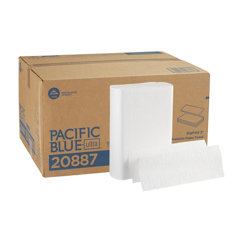 Pacific Blue Ultra BigFold Z Multifold Paper Towel 1 Ply White 220 Sheets Pack 10 Packs Carton (20887)
