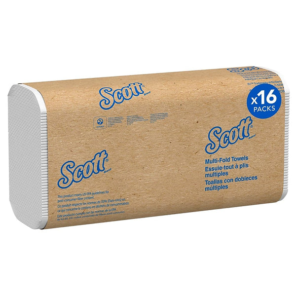 Scott Multifold Paper Towels, 1-Ply, White, 250 Sheets/Pack, 16 Packs/Carton (4,000 Sheets/Carton)