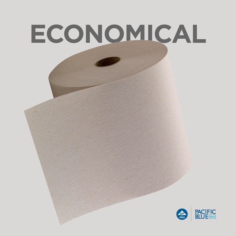 Pacific Blue Basic Recycled Hardwound Paper Towel 1 Ply Brown 800 Roll 6 Rolls Carton (26301)