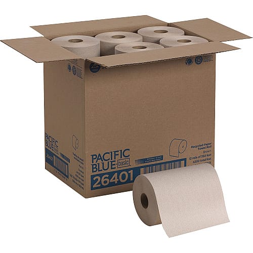 Pacific Blue Basic Recycled Hardwound Paper Towels 12 Rolls Carton (26401)