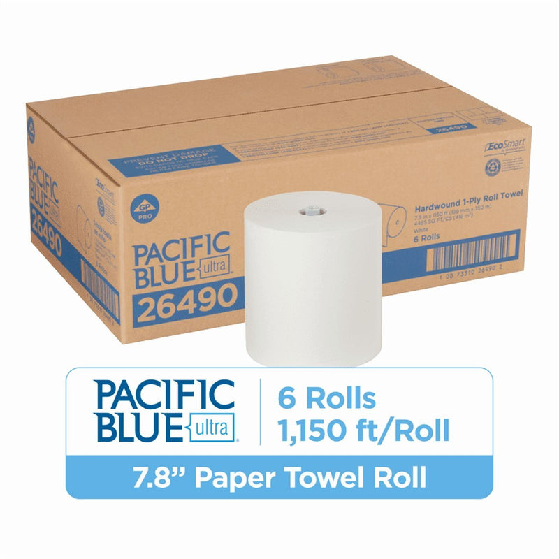 Pacific Blue Ultra Hardwound Paper Towels 1 Ply 6 Rolls Carton (26490)