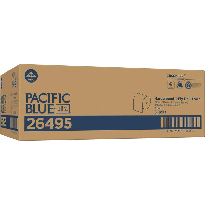 Pacific Blue Ultra Recycled Hardwound Paper Towels 1 Ply 6 Rolls Carton (26495)