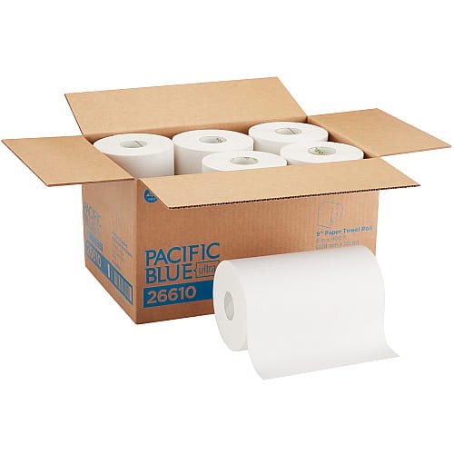 Pacific Blue Ultra Hardwound Paper Towels 1 Ply 400 Ft Roll 6 Rolls Carton (26610)
