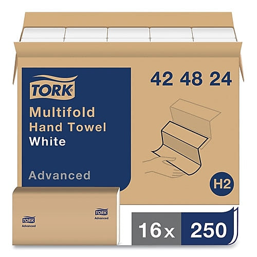 Tork Advanced Multifold Hand Towel, 9 X 9.5, White, 250/Pack, 16 Packs/carton