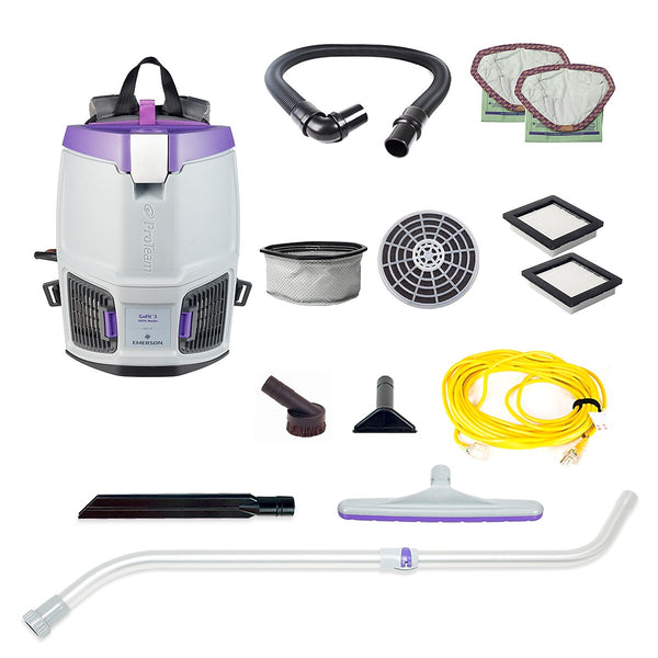 ProTeam GoFit 3 Backpack Vacuum with Xover Multi-Surface Telescoping Wand Tool Kit