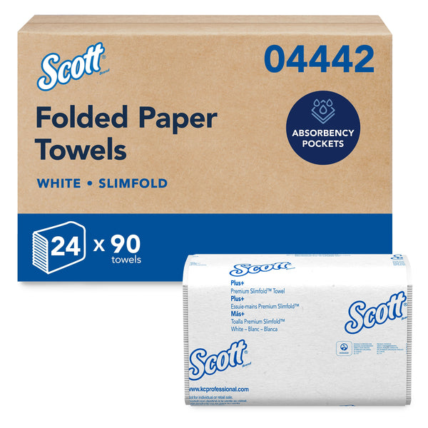 Scott Control Plus+ Slimfold Recycled Multifold Paper Towels, 1-ply, 90 Sheets/Pack, 24 Packs/Carton