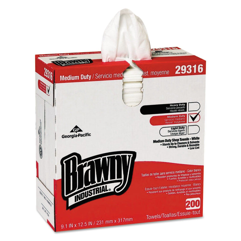 Brawny Professional H600 Synthetic Fiber Wipers White 200 Wipes Box 10 Boxes Carton (29316)