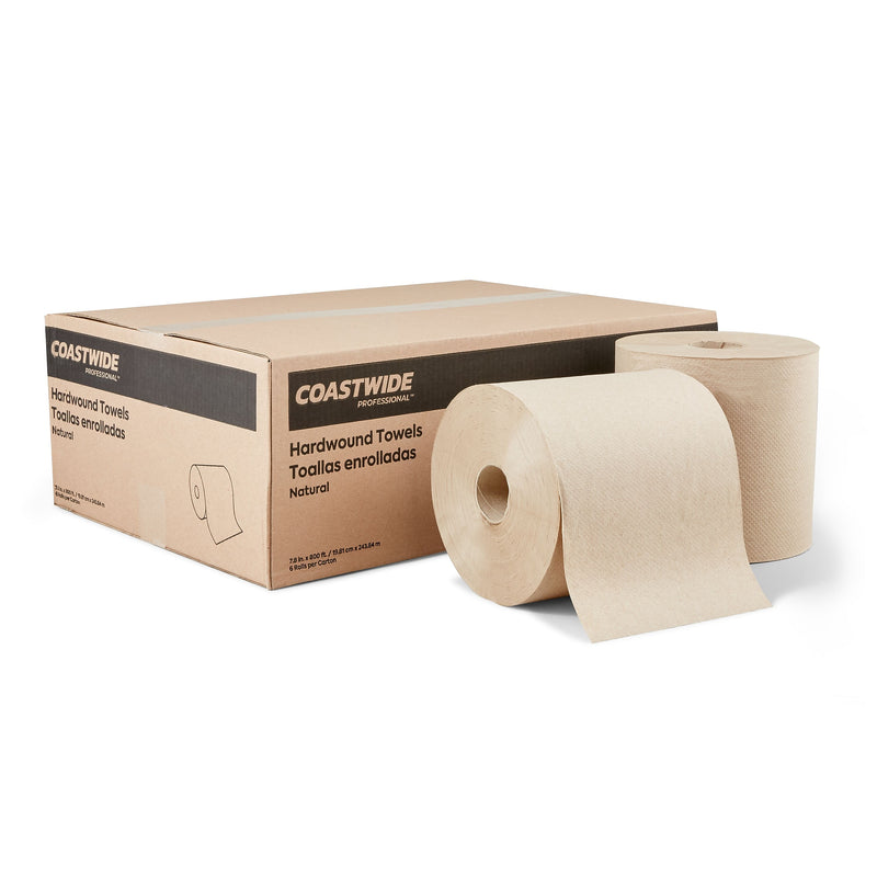 Coastwide Professional Recycled Hardwound Paper Towels, 1-ply, 800 ft./Roll, 6 Rolls/Carton