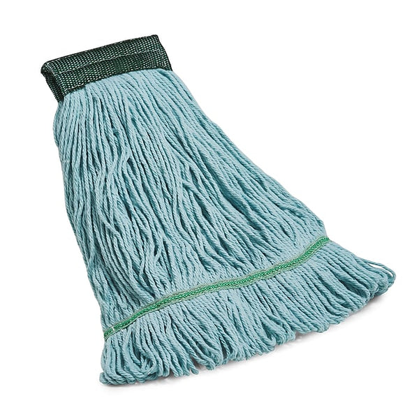 Coastwide Professional Looped-End Wet Mop Head, Medium, Recycled PET, 5" Headband, Blue