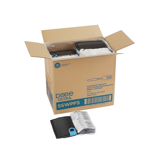 Dixie Ultra SmartStock Series-W Wrapped Polypropylene Fork Refill, Heavy-Weight, Black, 960/Carton
