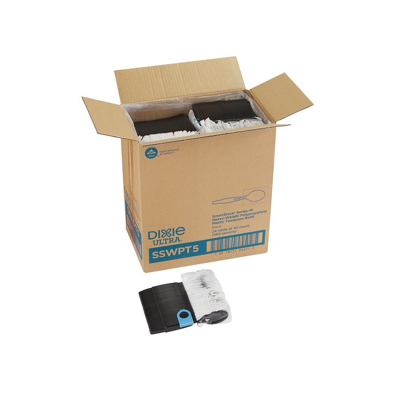 Dixie Ultra SmartStock Series-W Wrapped Polypropylene Teaspoon Refill, Heavy-Weight, Black, 960/Carton