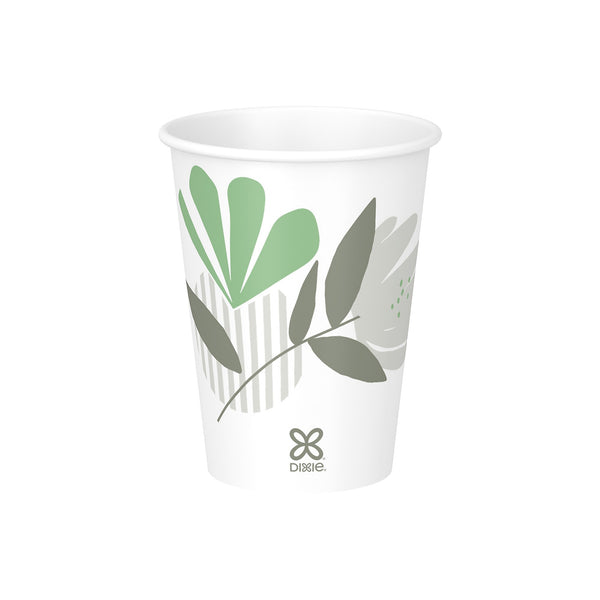 Dixie Pathways Poly-Coated Paper Hot Cups, 12 oz, White, 1000/Carton