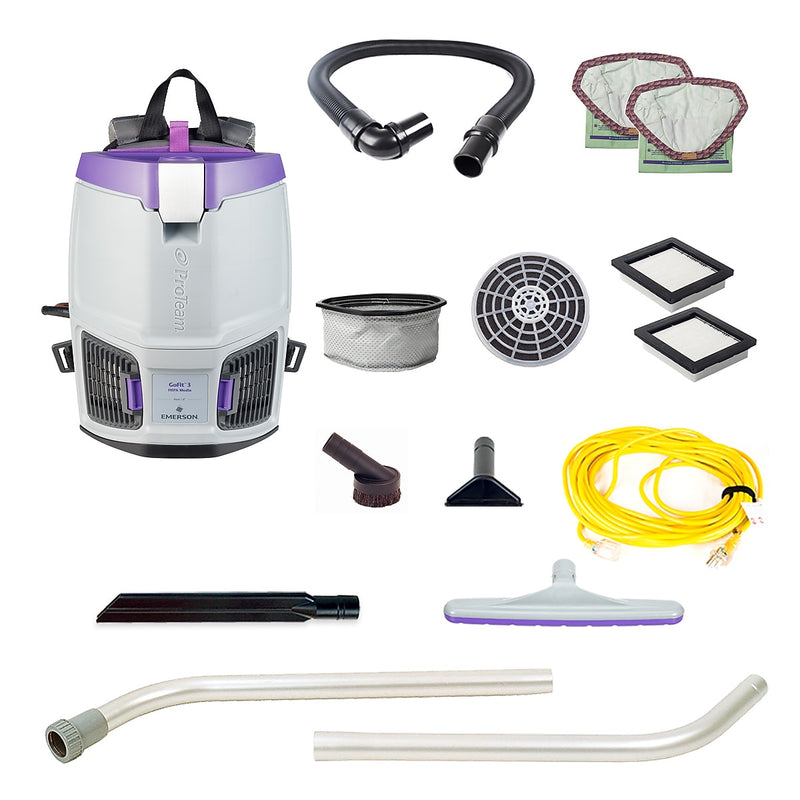 ProTeam GoFit 3 Backpack Vacuum with Xover Multi-Surface Two-Piece Wand Tool Kit