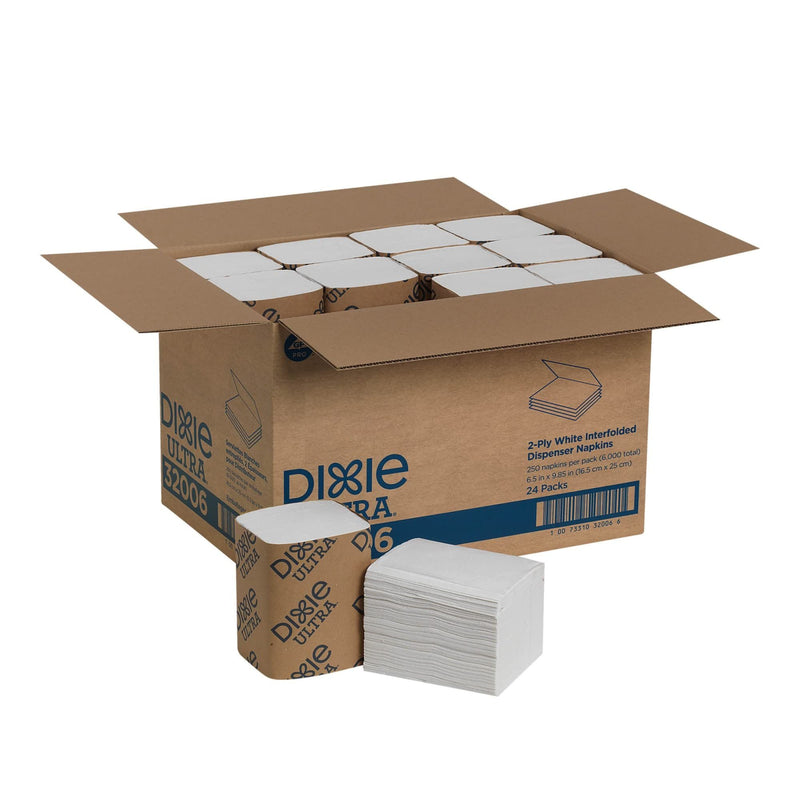 Dixie Ultra Interfold 2 Ply Napkin Dispenser Refill by GP PRO White 250 Napkins per Pack 24 Packs per Carton (32006)