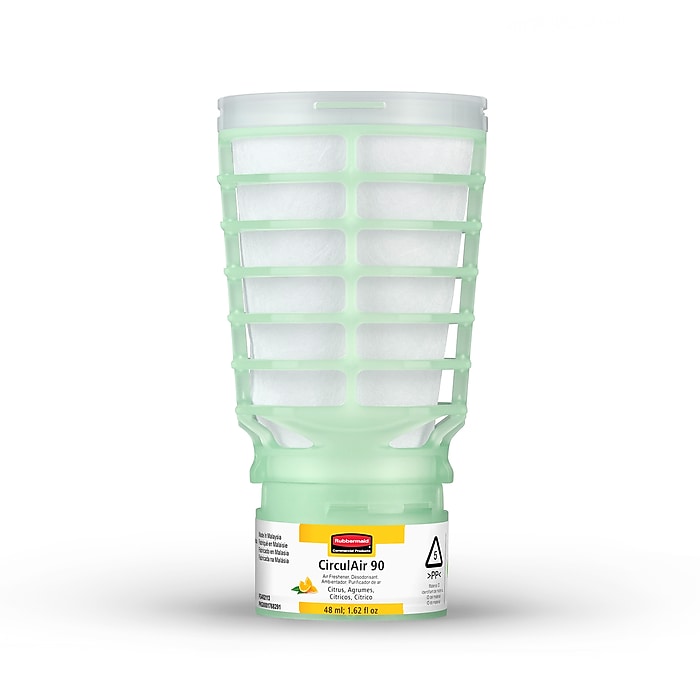 Rubbermaid Commercial CirculAir 90 Solid Air Freshener & Deodorizer Refill, Citrus Scent, 6/Carton