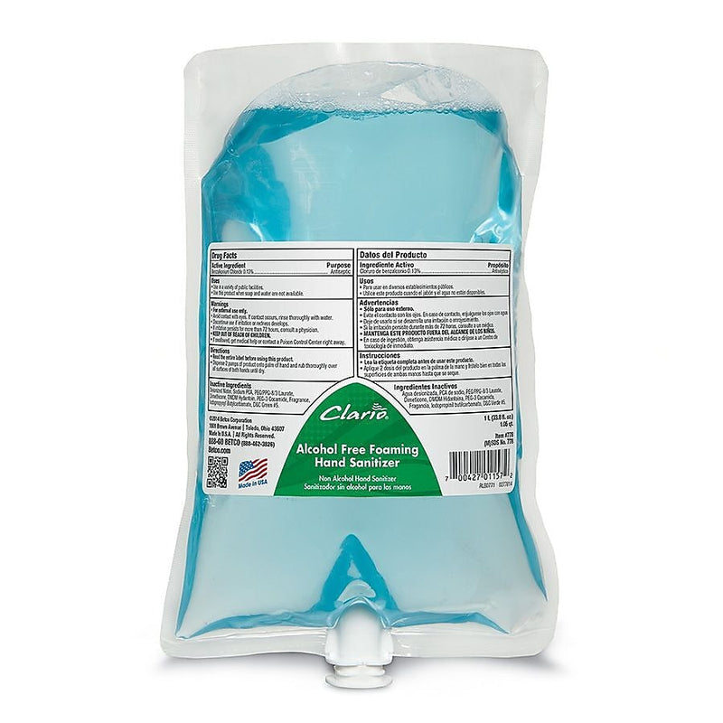 Betco Alcohol Free Foaming Hand Sanitizer, 1000mL, Clario Bag, Each