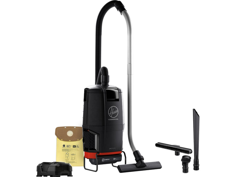 Hoover Commercial Cordless Backpack Vacuum, Black/red