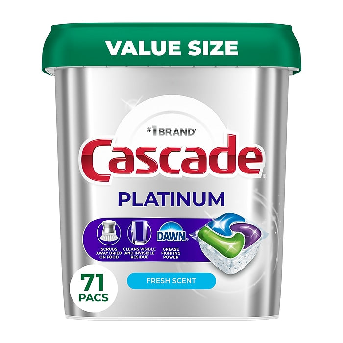 Cascade Platinum ActionPacs Dishwashing Detergent Pods, Fresh Scent, 71 Pods/Box