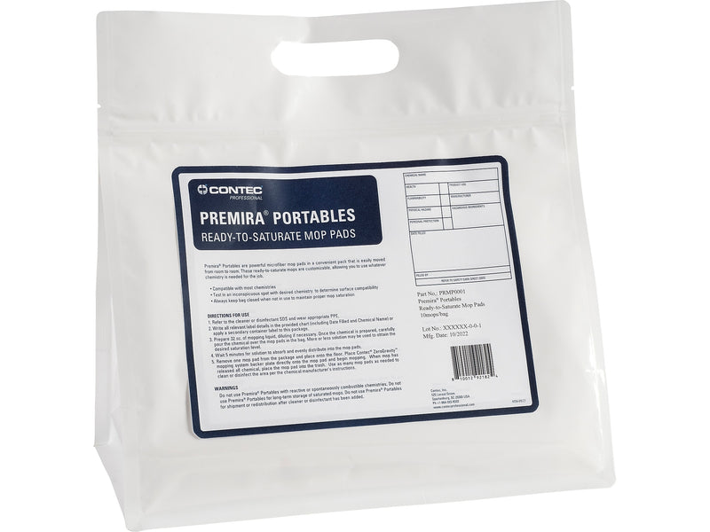 Contec Premira Portables Mop Pad, 10 Pads/pouch, 28 Pouches/case