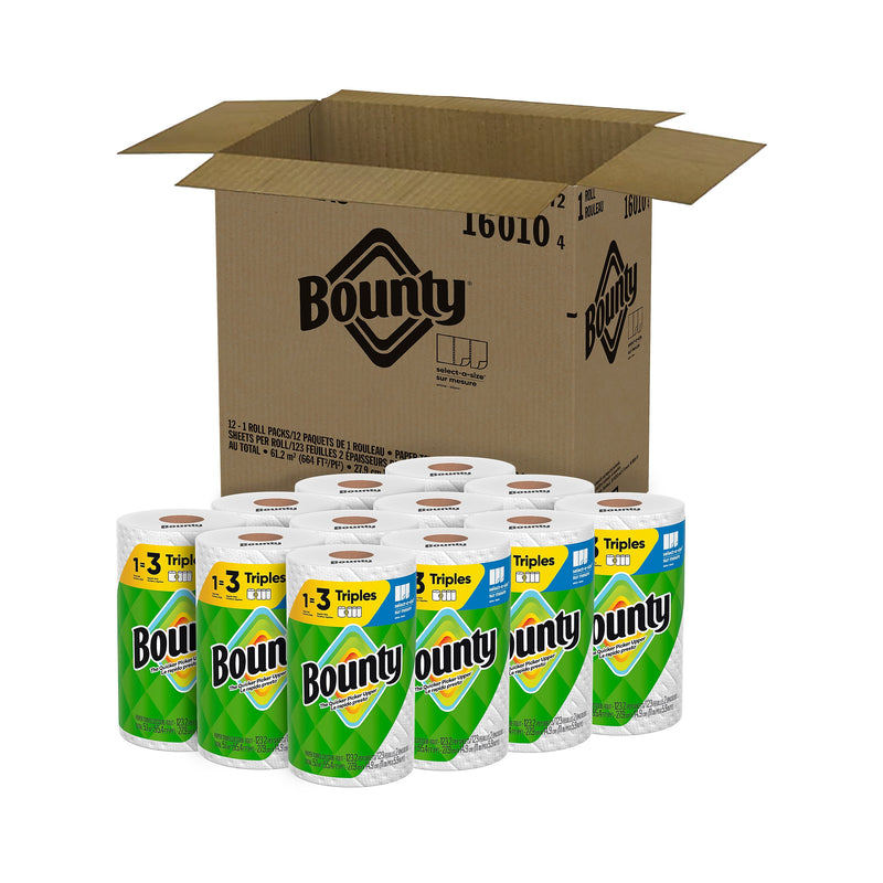 Bounty Select-A-Size Triple Roll Paper Towels, 2-Ply, 123 Sheets/Roll, 12 Rolls/Pack