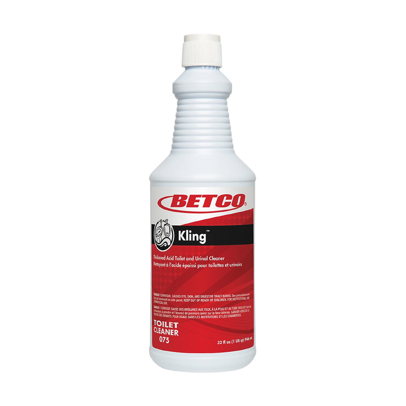 Betco Kling Toilet Bowl Cleaner Bottle, Mint Wintergreen Scent, 32 oz., 12/Carton